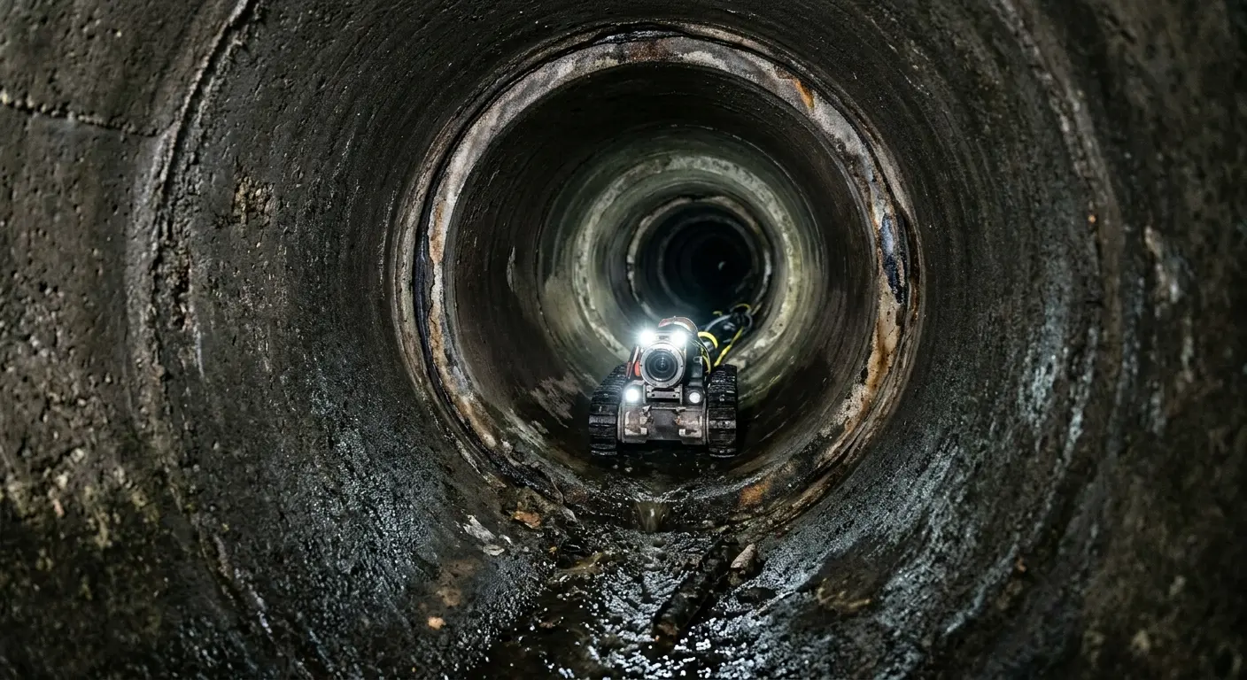 Robotic sewer camera inspecting pipe interior for Sewer Line Repair in Accokeek